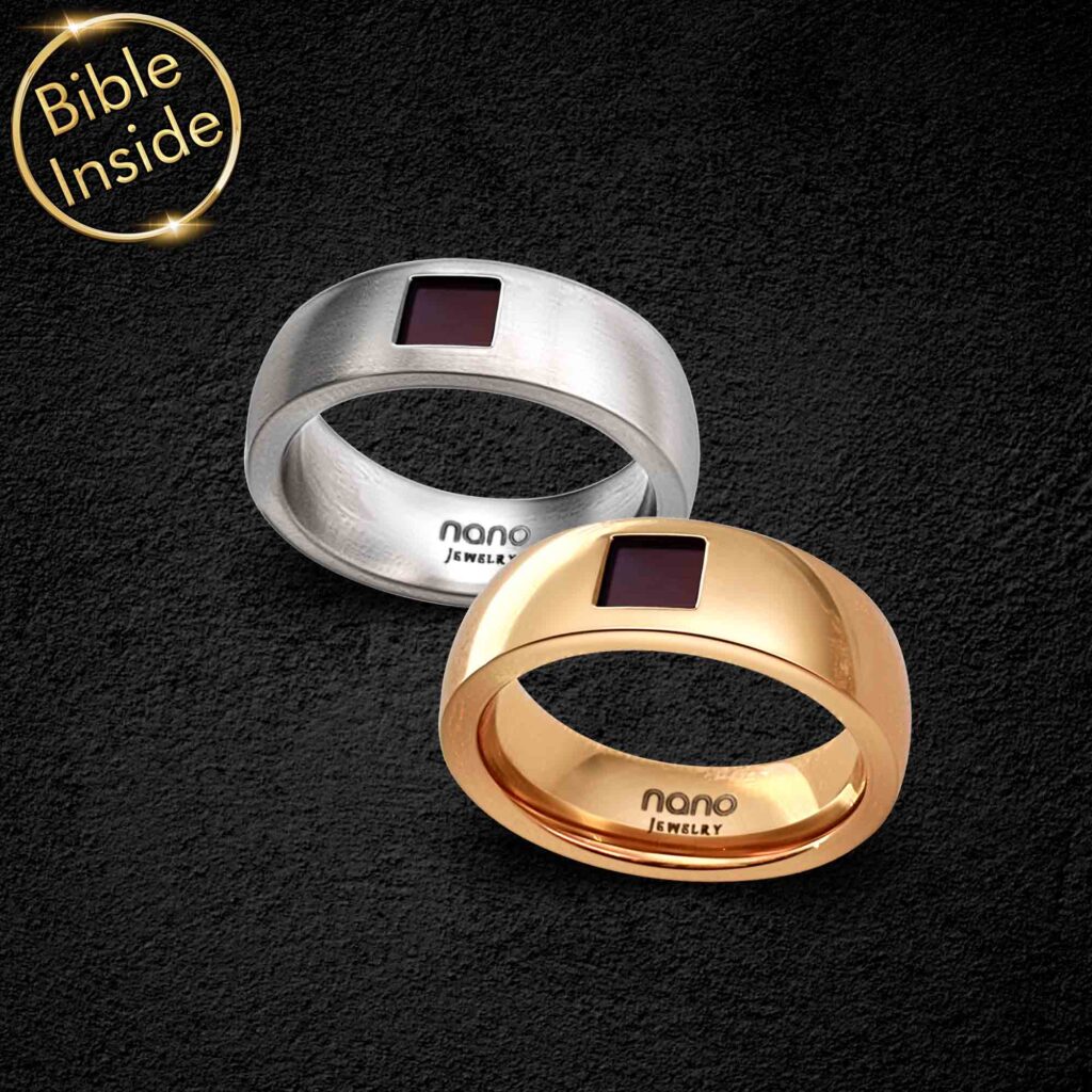 Rings with Bible Verses Showcasing Ornate Design and Scripture Inside from Nano Jewelry